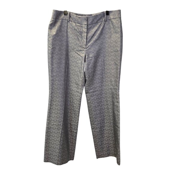 Ann Taylor 100% Silk Jacquard Print Metallic Trouser Pants Size 14 - Picture 1 of 5